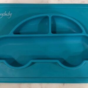 Shinybaby Silicone Car-Shaped Divided Toddler Plate & Placemat – Teal